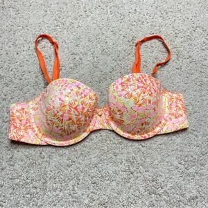 Victoria’s Secret Lined Strapless Neon Orange Sequin Bra Size 34B